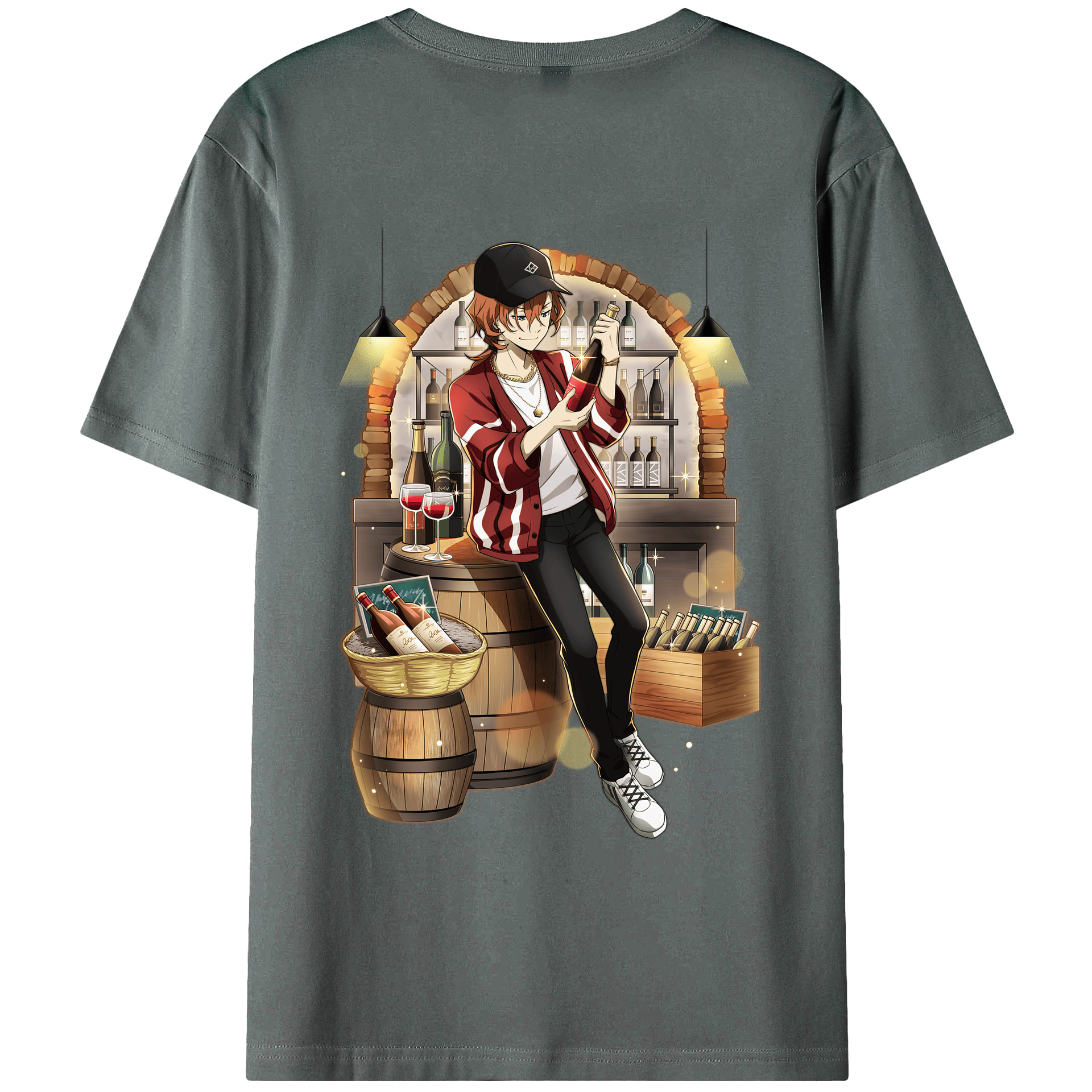 （画像用） 文豪ストレイドッグス Bungo Stray Dogs 綿100％ メンズ半袖Tシャツ（バックプリント） 通気性